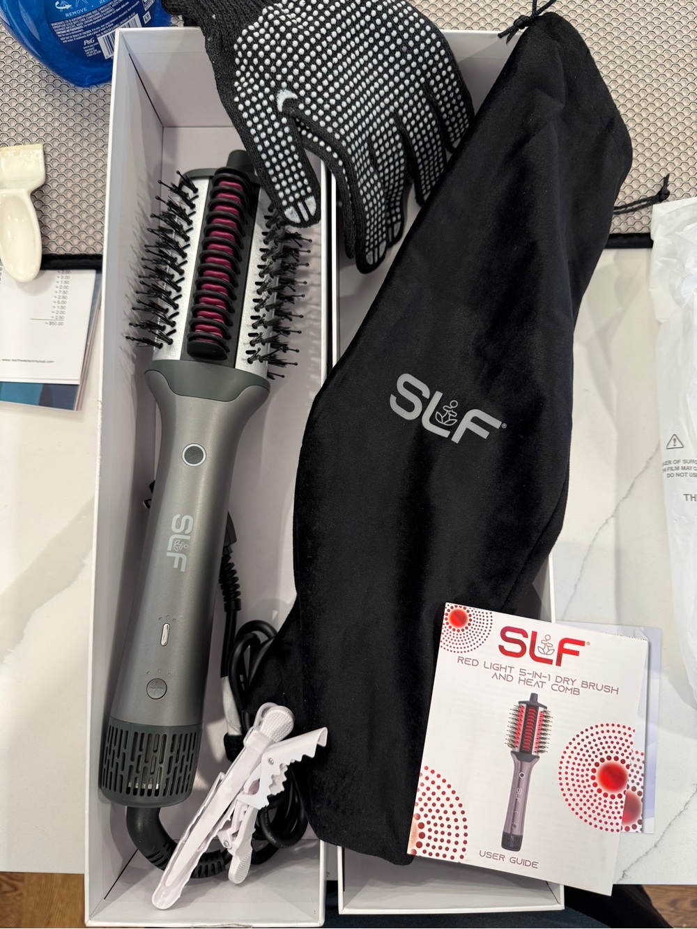 LF Gray and Black Hot Air Styling Brush with Red Inner Barrel